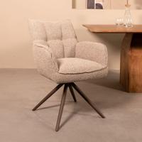 LABEL51 Eetkamerstoel Amalfi - Mushroom - Royal Boucle - Brons Metalen Frame