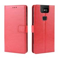 Retro Crazy Horse textuur horizontale Flip lederen case voor ASUS Zenfone 6 ZS630KL met houder & kaartsleuven & fotolijstjes (rood)