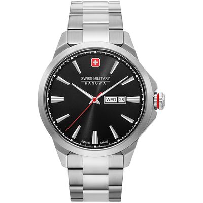 Swiss Military Hanowa 06-5346.04.007 Horloge Day Date Classic zilverkleurig-zwart 45 mm