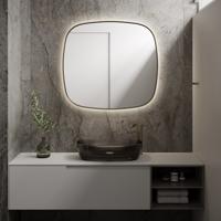 Spiegel Martens Design Peru 100x100 Cm Met Indirecte Verlichting Rondom En Spiegelverwarming Mat Zwart