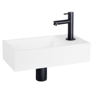 Differnz Differnz Solid fonteinset solid surface - kraan recht mat zwart