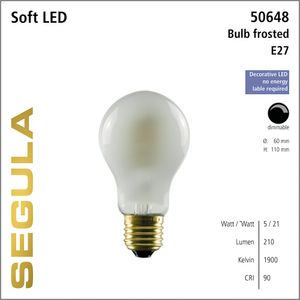 LED lamp frost 5W 1900K 200 lm E27 mat filament Segula dimbaar 50648