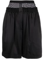 Alexander Wang layered silk-charmeuse boxer shorts - Noir