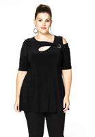 Yoek Tunic flare asymmetric | Zwart | Maat 58/60