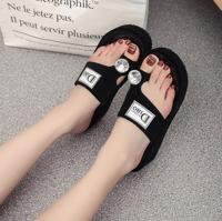 Strass zomer vrouw schoenen casual sandalen schoenmaat: 38 (zwart)