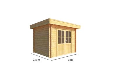 Tuinhuisje Blokhut Lisa 300 cm bij 250 cm diep Plat dak - Warentuin collection