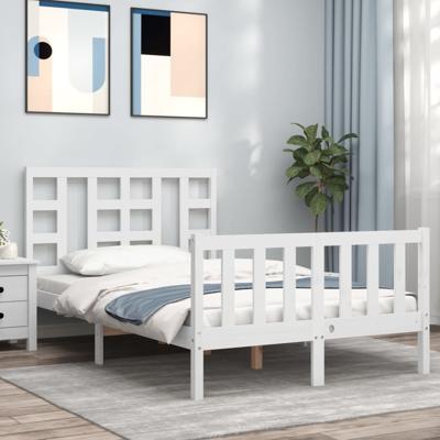 Bedframe met hoofdbord massief hout wit