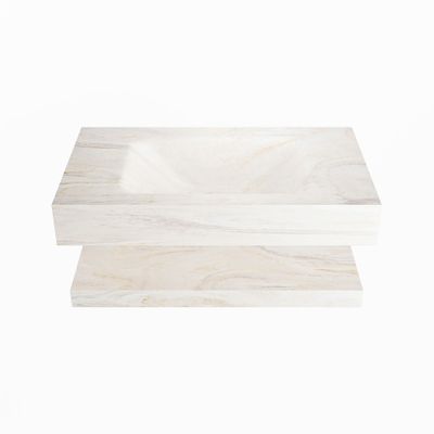 MONDIAZ ALAN-DLUX 80cm planchet Ostra. Vrijhangende wastafel CLOUD midden 1 kraangat, kleur Ostra.