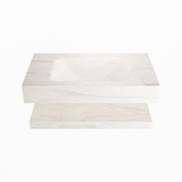 MONDIAZ ALAN-DLUX 80cm planchet Ostra. Vrijhangende wastafel CLOUD midden 1 kraangat, kleur Ostra.