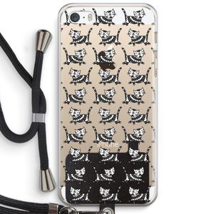 Zwarte poes: iPhone 5 / 5S / SE Transparant Hoesje met koord