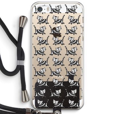 Zwarte poes: iPhone 5 / 5S / SE Transparant Hoesje met koord