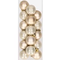 16x stuks kunststof kerstballen champagne 4 cm