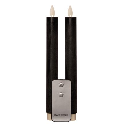 Kaarsen set van 2x stuks Led dinerkaarsen zwart inclusief afstandsbediening 23 cm