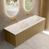 Badmeubel Mondiaz Kurve-Dlux | 140 cm cm | Meubelkleur Dusk | Wastafelkleur Frappe | Solid surface | Wasbak beiden zijden spoelbak | Zonder kraangat(en)