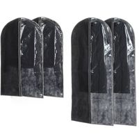 Set van 2x stuks kledinghoezen grijs 135/100 cm inclusief kledinghangers - Kledinghoezen - thumbnail