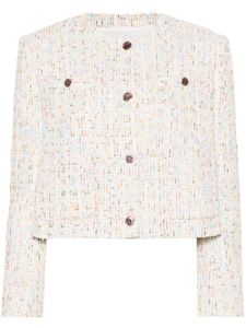 MSGM blazer en tweed à coupe crop - Blanc