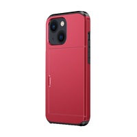 iPhone 15 hoesje - Backcover - Hardcase - Pasjeshouder - Portemonnee - Shockproof - TPU - Rood - thumbnail