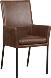 Bruine leren moderne eetkamerstoel Royal - poot vierkant zwart - Vintage Leer Brown (bruin leer)