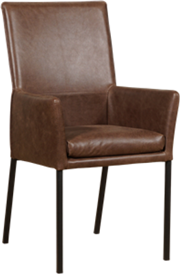 Bruine leren moderne eetkamerstoel Royal - poot vierkant zwart - Vintage Leer Brown (bruin leer)