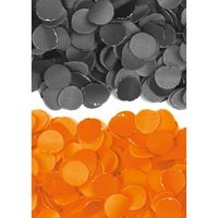 600 gram zwart en oranje papier snippers confetti mix set feest versiering - thumbnail