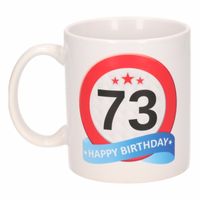 Verjaardag 73 jaar verkeersbord mok / beker   -