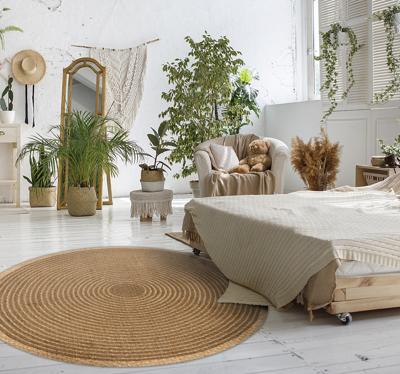 Vinyl vloerkleed ronde jute