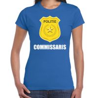 Commissaris politie embleem carnaval t-shirt blauw voor dames - thumbnail