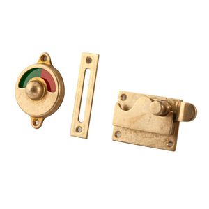 Hardbrass Toiletoverslag met bocht groen/rood - messing getrommeld