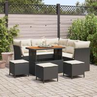 Tuinbankenset 9 pcs Zwart poly rattan