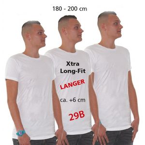 Set van 2x stuks extra lang t-shirts wit heren - ondershirts 100% katoen, maat: L