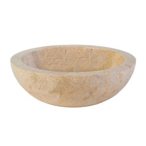 Waskom BWS Stone Rond 35x35x12 cm Gepolijst Natuursteen Creme