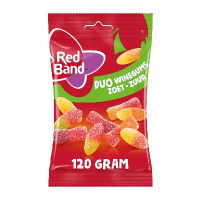 Red Band duo winegums zoet zuur (12x 120gr)