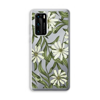 Wit bloemenpatroon: Huawei P40 Transparant Hoesje