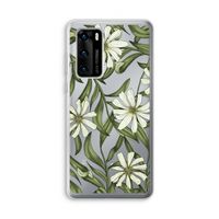 Wit bloemenpatroon: Huawei P40 Transparant Hoesje