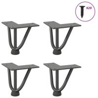 Haarnadelpoten voor Salontafel 4 st 10 cm massief staal antracietkleurig