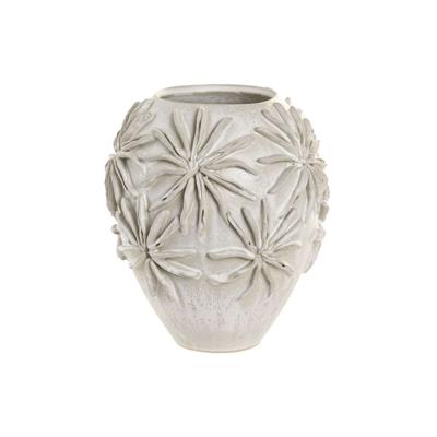 Vaas Home ESPRIT Wit Keramisch Traditionele stijl Blad van een plant 22 x 22 x 25 cm