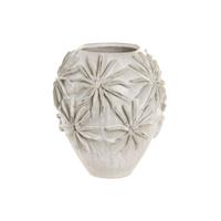Vaas Home ESPRIT Wit Keramisch Traditionele stijl Blad van een plant 22 x 22 x 25 cm