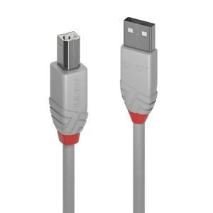 LINDY USB-kabel USB 2.0 USB-A stekker, USB-B stekker 1.00 m Grijs 36682