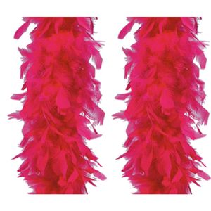 Carnaval verkleed veren Boa - 2 stuks- fuchsia roze - 180 cm