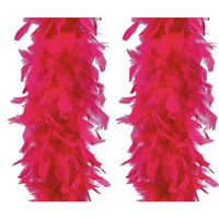 Carnaval verkleed veren Boa - 2 stuks- fuchsia roze - 180 cm - thumbnail