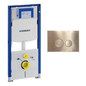 Geberit Duofix Element - UP 320 - QeramiQ metal bedieningsplaat - wand 112cm - ronde knoppen - metaal goud geborsteld SW706200 SW1242378