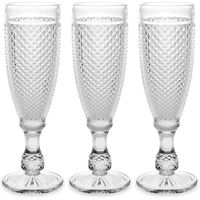 Vivalto Prosecco/champagneglazen - glas - set 6x stuks - 185 ml - Luxe Diamonds relief glas