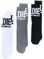 Diesel lot de trois paires de chaussettes Skm-Ray à logo en jacquard - Noir