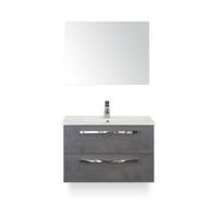 Seville Badmeubelset 80 cm - Beton Antraciet - Keramische Wastafel Wit Enjoy - met Spiegel