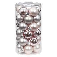 60x stuks kleine glazen kerstballen lichtroze 4 cm - Kerstbal - thumbnail