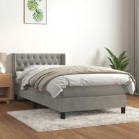 Boxspring met matras fluweel lichtgrijs 90x190 cm