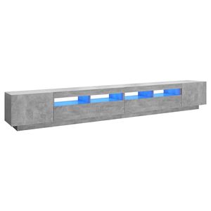 The Living Store TV-meubel Betongrijs 300x35x40 cm - Met LED-verlichting - Inclusief USB-aansluiting