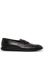 Giorgio Armani chaussons en cuir à logo brodé - Noir Giorgio Armani chaussons en cuir à logo brodé - Noir