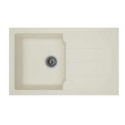 STRADOUR Ingebouwde gootsteen 1 kom + 1 afdruiprek Aloa - Hars - 81 x 50 cm - Wit