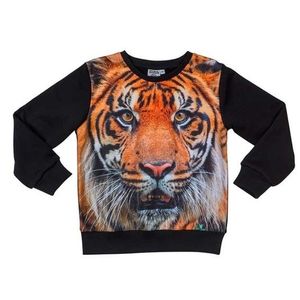 All-over print crewneck sweater met tijger voor kinderen